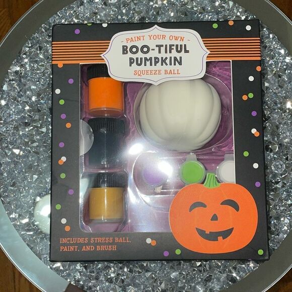 New Eccolo paint your own Halloween pumpkin stressball squishy ball DIY set - Picture 3 of 8